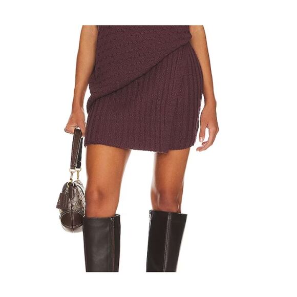 Free People Rosemary Ribbed Knit Sweater Skirt in Plum Size XS NWOT Revolve - Picture 1 of 9